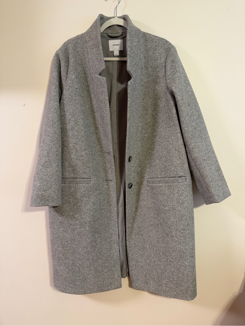 Old Navy Grey Open-Front Wool-Blend Trench Coat